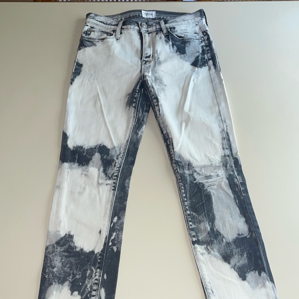 Hudson Jeans Nico Super Skinny Midrise Acid Wash Destroyed Denim